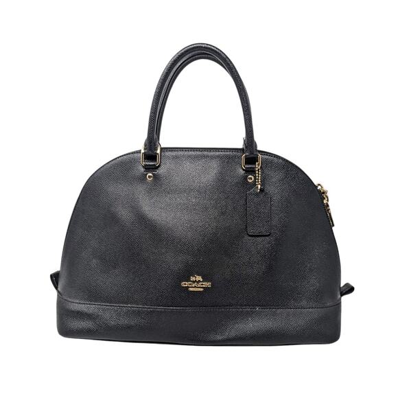 Coach Charlie Black Leather Dome Satchel Bag Gold Hardware 13.5x9.5x4.75 - Picture 1 of 6
